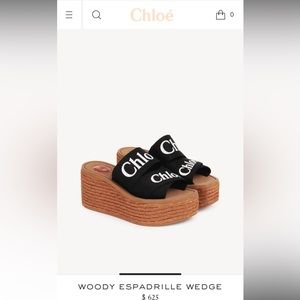 Chloé, Woody Wedge Espadrilles, Black, Size 40, Shoe